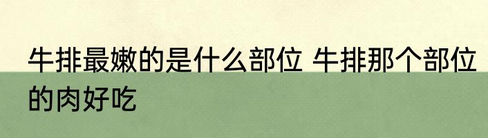 牛排最嫩的是什么部位 牛排那个部位的肉好吃