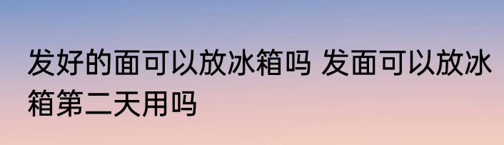 发好的面可以放冰箱吗 发面可以放冰箱第二天用吗