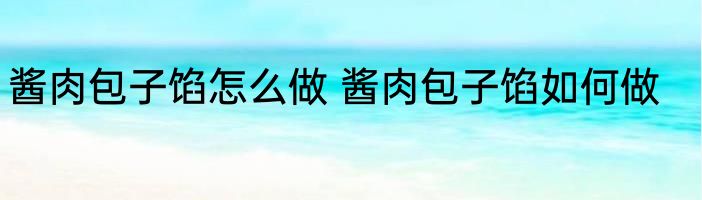 酱肉包子馅怎么做 酱肉包子馅如何做