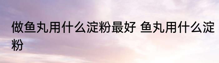 做鱼丸用什么淀粉最好 鱼丸用什么淀粉