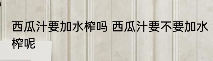 西瓜汁要加水榨吗 西瓜汁要不要加水榨呢