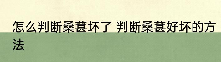 怎么判断桑葚坏了 判断桑葚好坏的方法