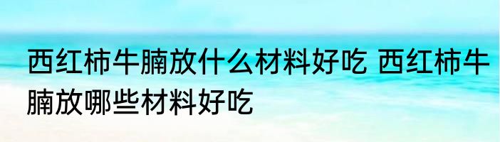 西红柿牛腩放什么材料好吃 西红柿牛腩放哪些材料好吃