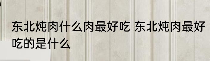 东北炖肉什么肉最好吃 东北炖肉最好吃的是什么