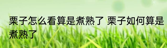 栗子怎么看算是煮熟了 栗子如何算是煮熟了