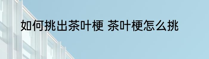 如何挑出茶叶梗 茶叶梗怎么挑