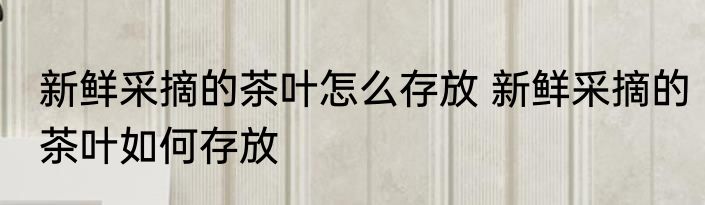 新鲜采摘的茶叶怎么存放 新鲜采摘的茶叶如何存放