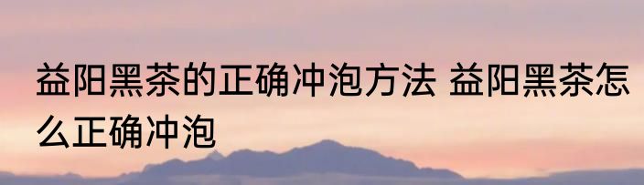 益阳黑茶的正确冲泡方法 益阳黑茶怎么正确冲泡