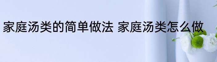 家庭汤类的简单做法 家庭汤类怎么做