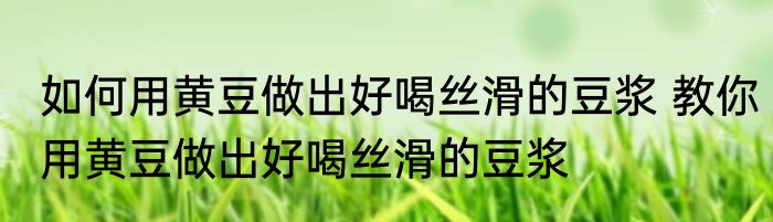 如何用黄豆做出好喝丝滑的豆浆 教你用黄豆做出好喝丝滑的豆浆