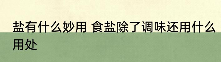 盐有什么妙用 食盐除了调味还用什么用处