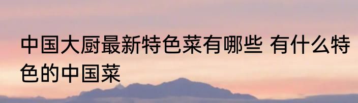中国大厨最新特色菜有哪些 有什么特色的中国菜