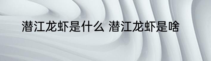 潜江龙虾是什么 潜江龙虾是啥
