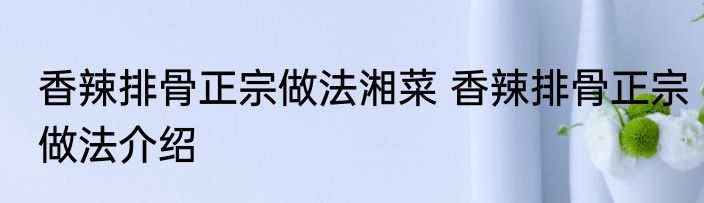 香辣排骨正宗做法湘菜 香辣排骨正宗做法介绍