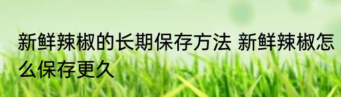 新鲜辣椒的长期保存方法 新鲜辣椒怎么保存更久