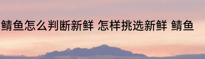 鲭鱼怎么判断新鲜 怎样挑选新鲜 鲭鱼