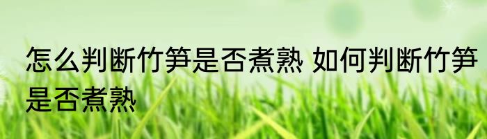 怎么判断竹笋是否煮熟 如何判断竹笋是否煮熟