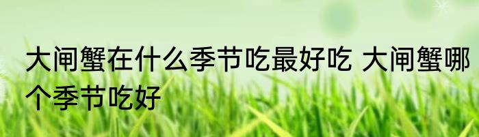 大闸蟹在什么季节吃最好吃 大闸蟹哪个季节吃好