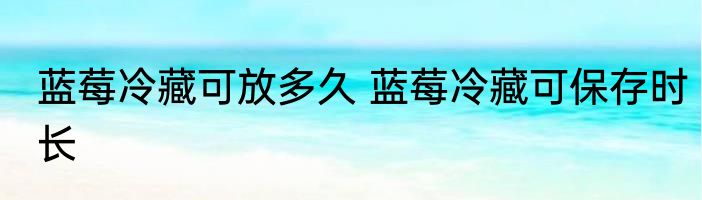 蓝莓冷藏可放多久 蓝莓冷藏可保存时长