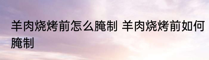 羊肉烧烤前怎么腌制 羊肉烧烤前如何腌制