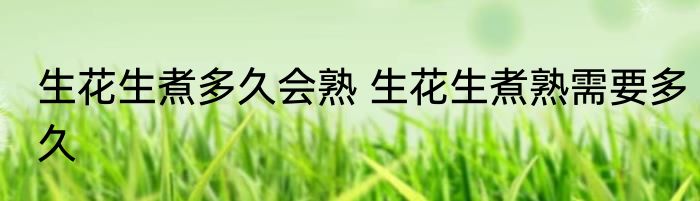 生花生煮多久会熟 生花生煮熟需要多久