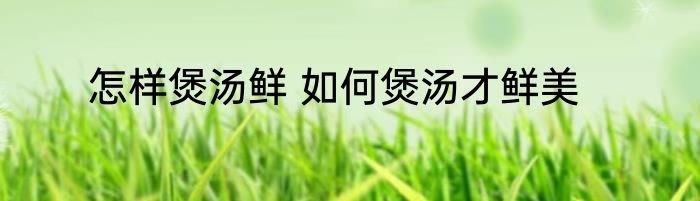 怎样煲汤鲜 如何煲汤才鲜美