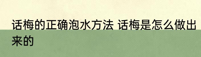 话梅的正确泡水方法 话梅是怎么做出来的