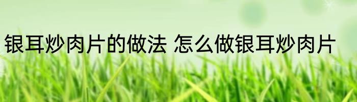 银耳炒肉片的做法 怎么做银耳炒肉片