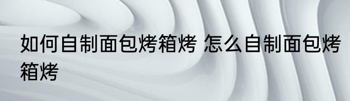 如何自制面包烤箱烤 怎么自制面包烤箱烤