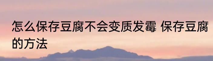 怎么保存豆腐不会变质发霉 保存豆腐的方法