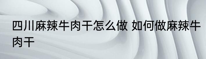 四川麻辣牛肉干怎么做 如何做麻辣牛肉干