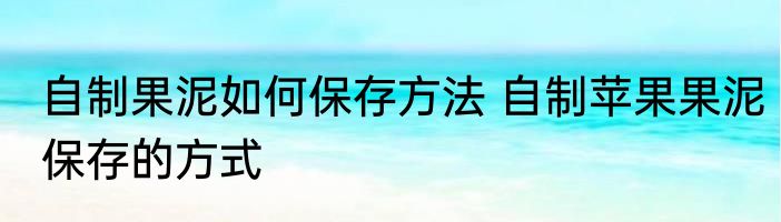 自制果泥如何保存方法 自制苹果果泥保存的方式