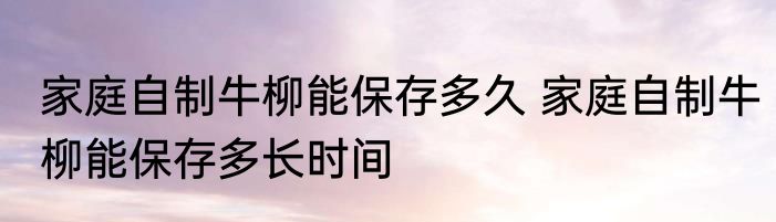家庭自制牛柳能保存多久 家庭自制牛柳能保存多长时间