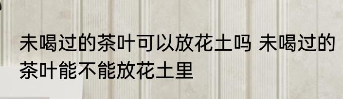 未喝过的茶叶可以放花土吗 未喝过的茶叶能不能放花土里