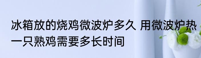 冰箱放的烧鸡微波炉多久 用微波炉热一只熟鸡需要多长时间