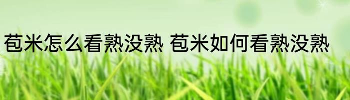 苞米怎么看熟没熟 苞米如何看熟没熟