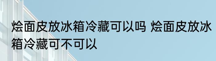 烩面皮放冰箱冷藏可以吗 烩面皮放冰箱冷藏可不可以