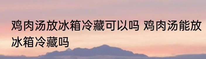 鸡肉汤放冰箱冷藏可以吗 鸡肉汤能放冰箱冷藏吗