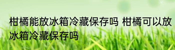 柑橘能放冰箱冷藏保存吗 柑橘可以放冰箱冷藏保存吗