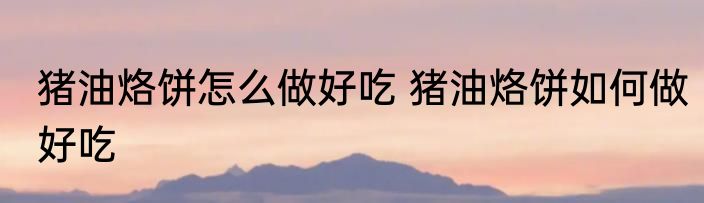 猪油烙饼怎么做好吃 猪油烙饼如何做好吃