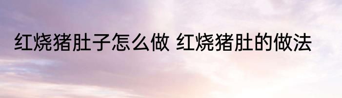 红烧猪肚子怎么做 红烧猪肚的做法