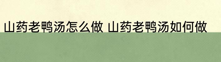 山药老鸭汤怎么做 山药老鸭汤如何做