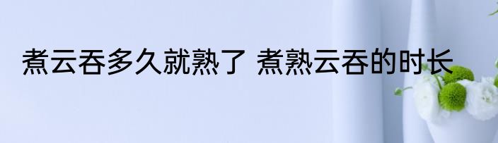 煮云吞多久就熟了 煮熟云吞的时长