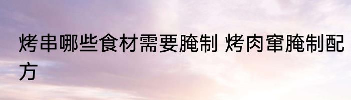 烤串哪些食材需要腌制 烤肉窜腌制配方