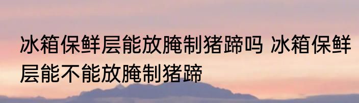 冰箱保鲜层能放腌制猪蹄吗 冰箱保鲜层能不能放腌制猪蹄