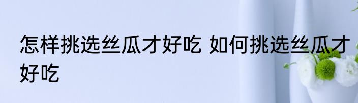 怎样挑选丝瓜才好吃 如何挑选丝瓜才好吃