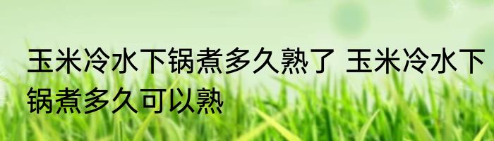 玉米冷水下锅煮多久熟了 玉米冷水下锅煮多久可以熟