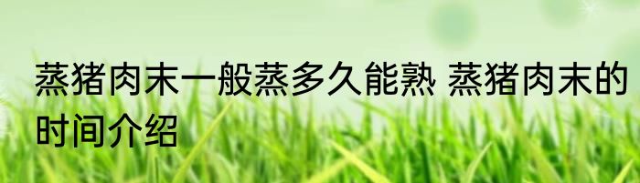 蒸猪肉末一般蒸多久能熟 蒸猪肉末的时间介绍