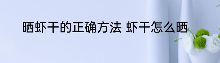 晒虾干的正确方法 虾干怎么晒