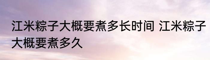 江米粽子大概要煮多长时间 江米粽子大概要煮多久